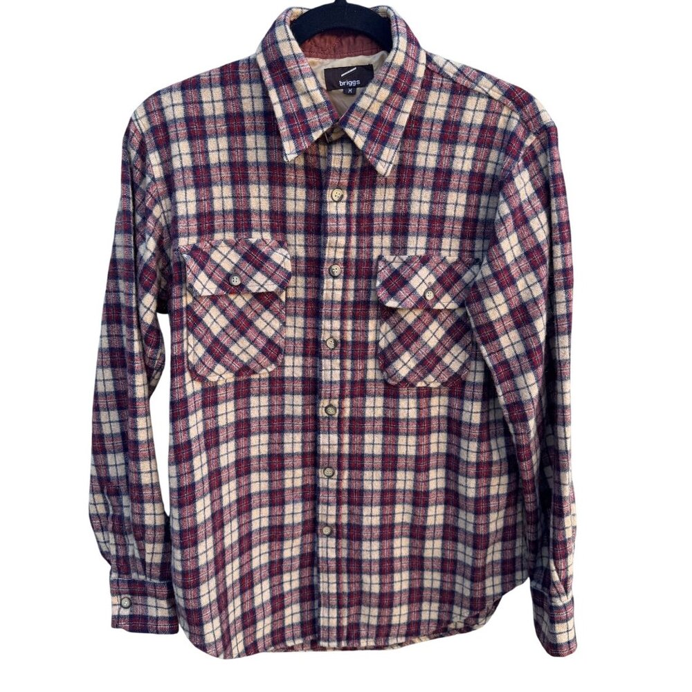 Briggs Vintage 80s Plaid Flannel Shirt Mens M Cabin Workwear Lumberjack Grunge